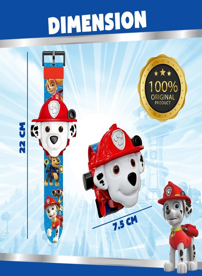 ويمبلي ساعة عرض رقمية للأطفال بتصميم باو باترول من ويمبلي | هدية رائعة للأخوة في عيد راخي | تعرض الوقت والتاريخ والشهر | مزودة بحزام سيليكون قابل للتعديل | مع 24 صورة ممتعة وعلبة متينة - مارشال - Image 2